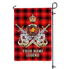 Custom Name Clan MacIver Modern Tartan Garden Flag with Clan Crest and the Golden Sword of Courageous Legacy CI74