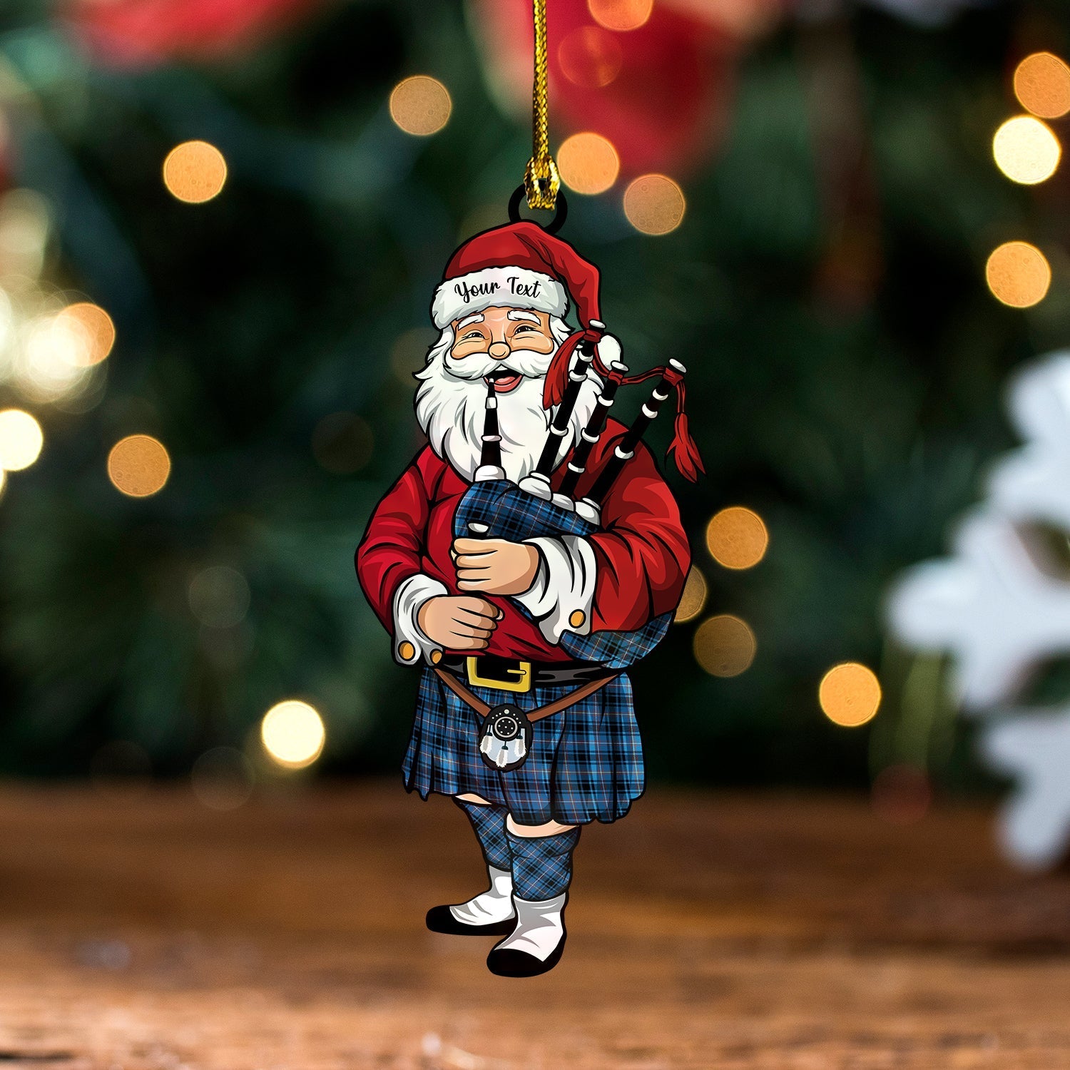 MacIver of Strome Ancient Clan Badge Tartan Wood Acrylic Ornament Santa Personalized