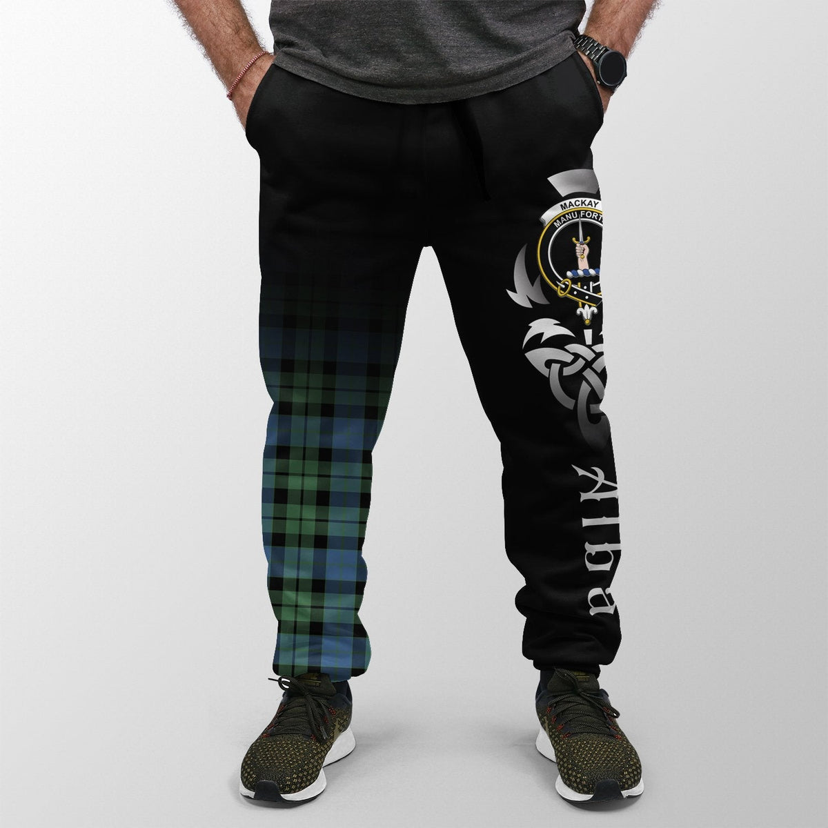 Clan MacKay Ancient Tartan Crest Jogger Sweatpants  Alba Celtic Style OX17 Clan MacKay Tartan Today   