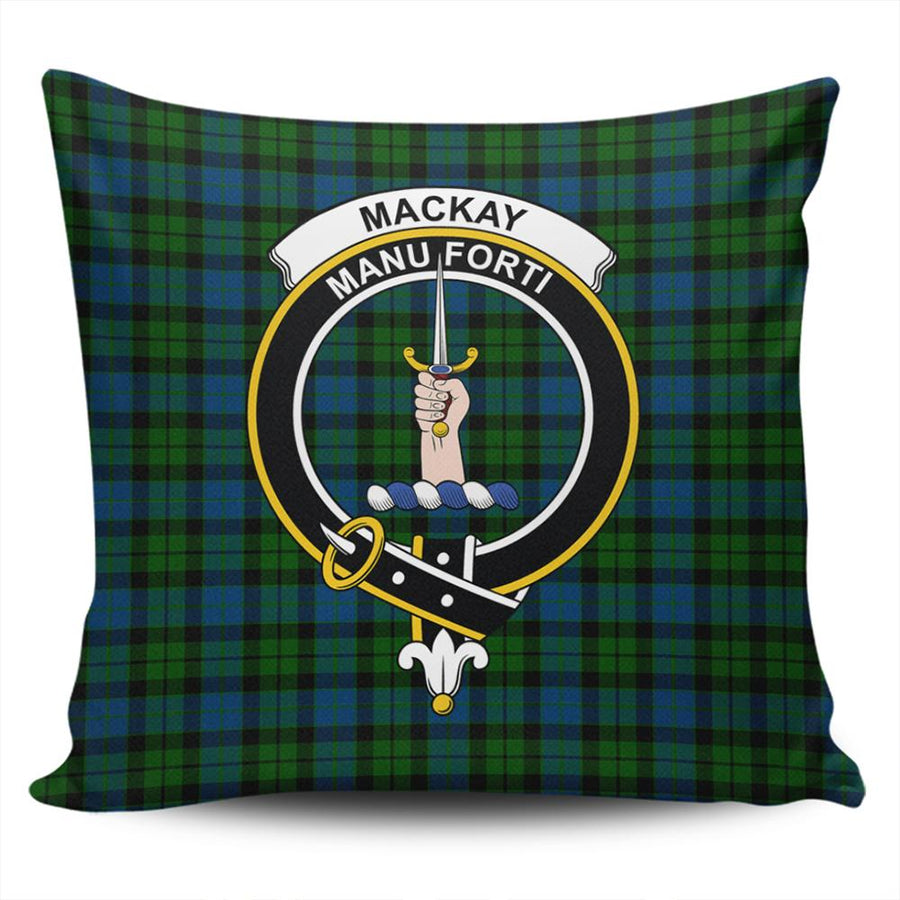 Clan MacKay Modern Tartan Crest Pillow Cover