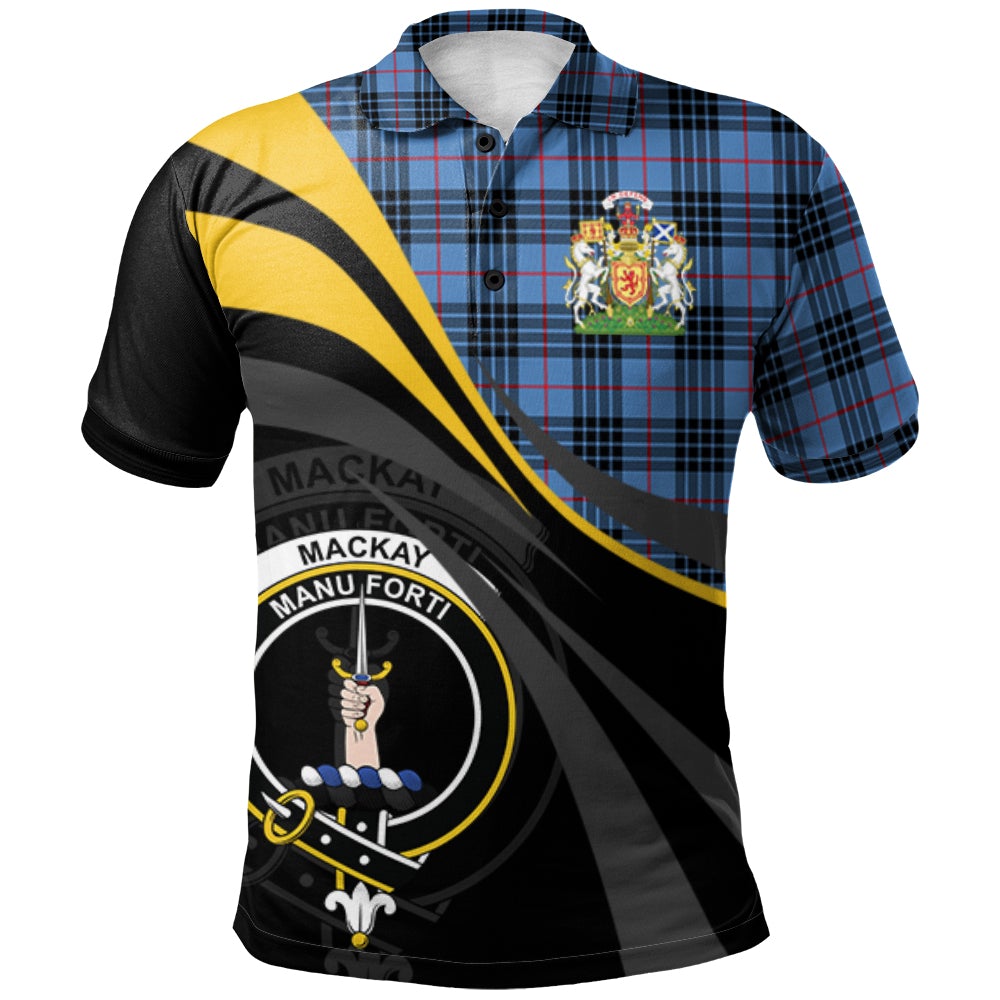 Clan MacKay Blue Tartan Polo Shirt - Royal Coat Of Arms Style BU30 MacKay Blue Tartan Tartan Polo   