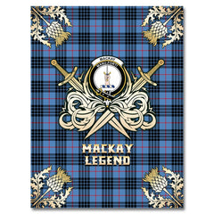 Clan MacKay Blue Tartan Gold Courage Symbol Blanket QC60 Clan MacKay Tartan Today   