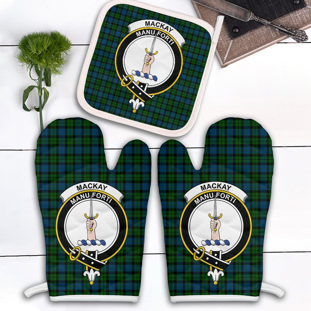 Clan MacKay Modern Tartan Crest Oven Mitt And Pot Holder (2 Oven Mitts + 1 Pot Holder) QW22 Clan MacKay Tartan Today   