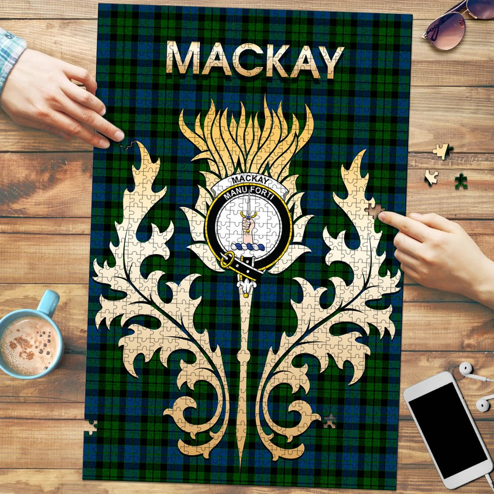 Clan MacKay Modern Tartan Crest Thistle Jigsaw Puzzles Gift For Family AO59 Clan MacKay Tartan Today   