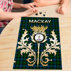 Clan MacKay Modern Tartan Crest Thistle Jigsaw Puzzles Gift For Family AO59 Clan MacKay Tartan Today   
