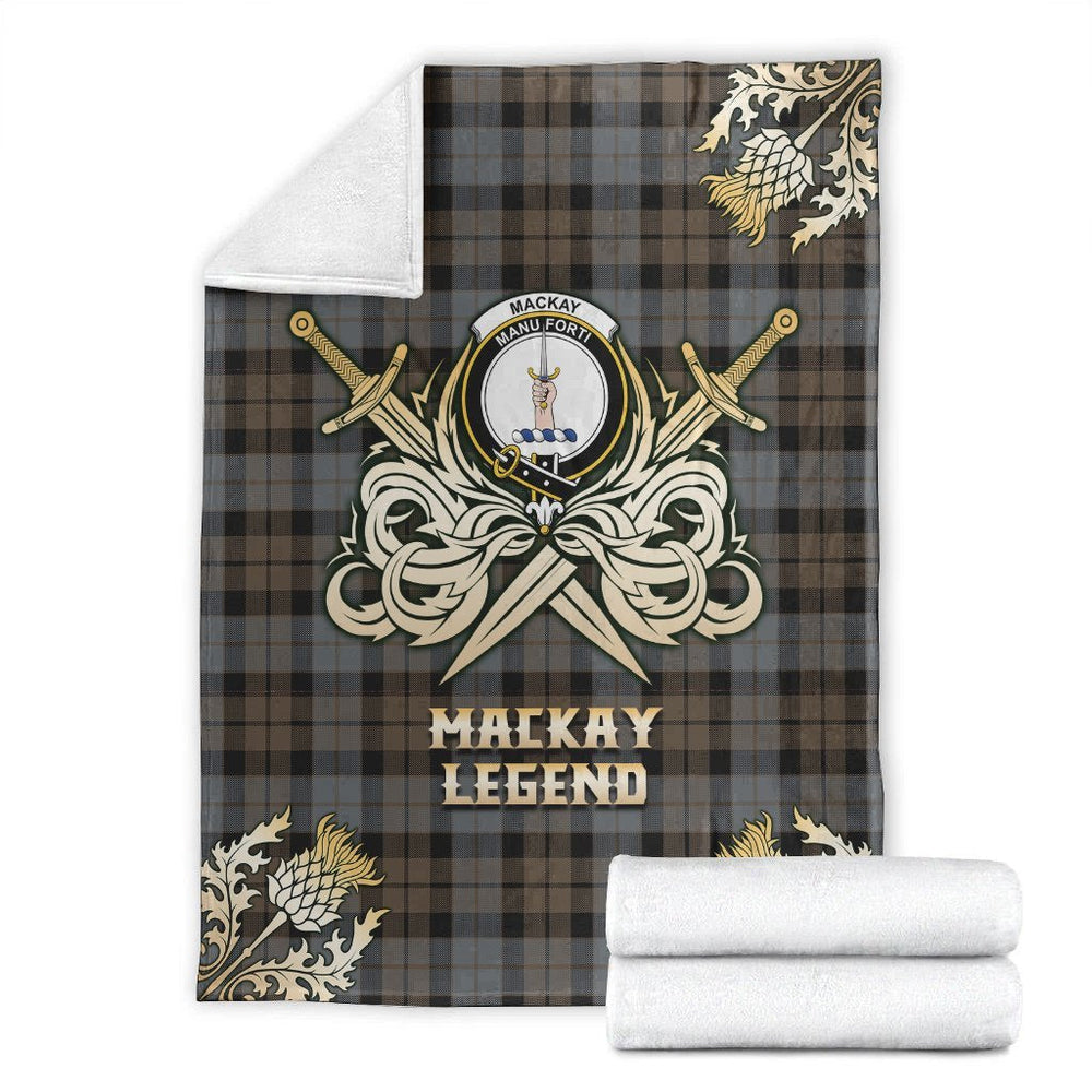 Clan MacKay Weathered Tartan Gold Courage Symbol Blanket GX68 Clan MacKay Tartan Today   