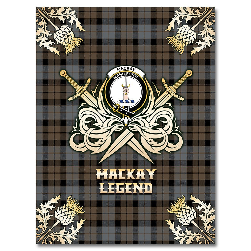 Clan MacKay Weathered Tartan Gold Courage Symbol Blanket GX68 Clan MacKay Tartan Today   