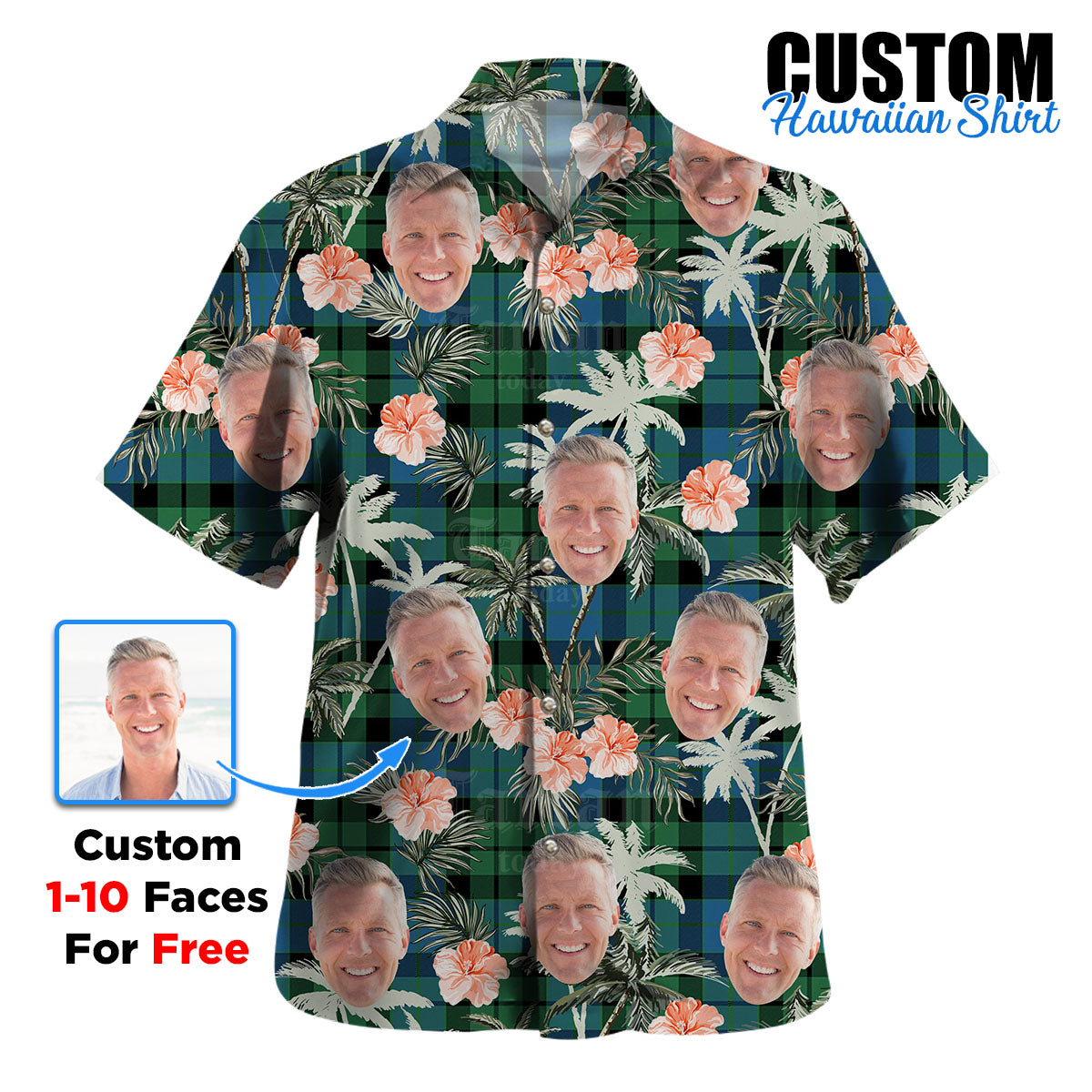 Clan MacKay Ancient Tartan Custom Face Hawaiian Shirt – Unisex Gift for Family Members, Summer Party DN54 MacKay Ancient Tartan Tartan Hawaii Shirt
