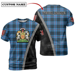 MacKay Blue Tartan Shirt with Scotland Coat of Arms & Custom Name LC90
