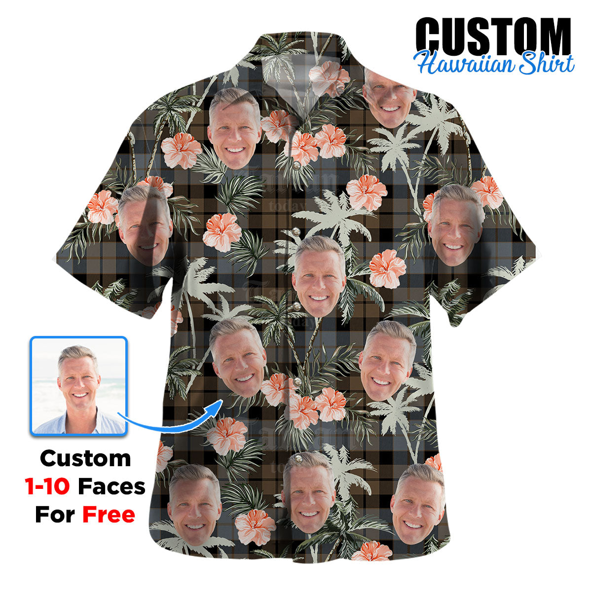 Clan MacKay Weathered Tartan Custom Face Hawaiian Shirt – Unisex Gift for Family Members, Summer Party JD68 MacKay Weathered Tartan Tartan Hawaii Shirt