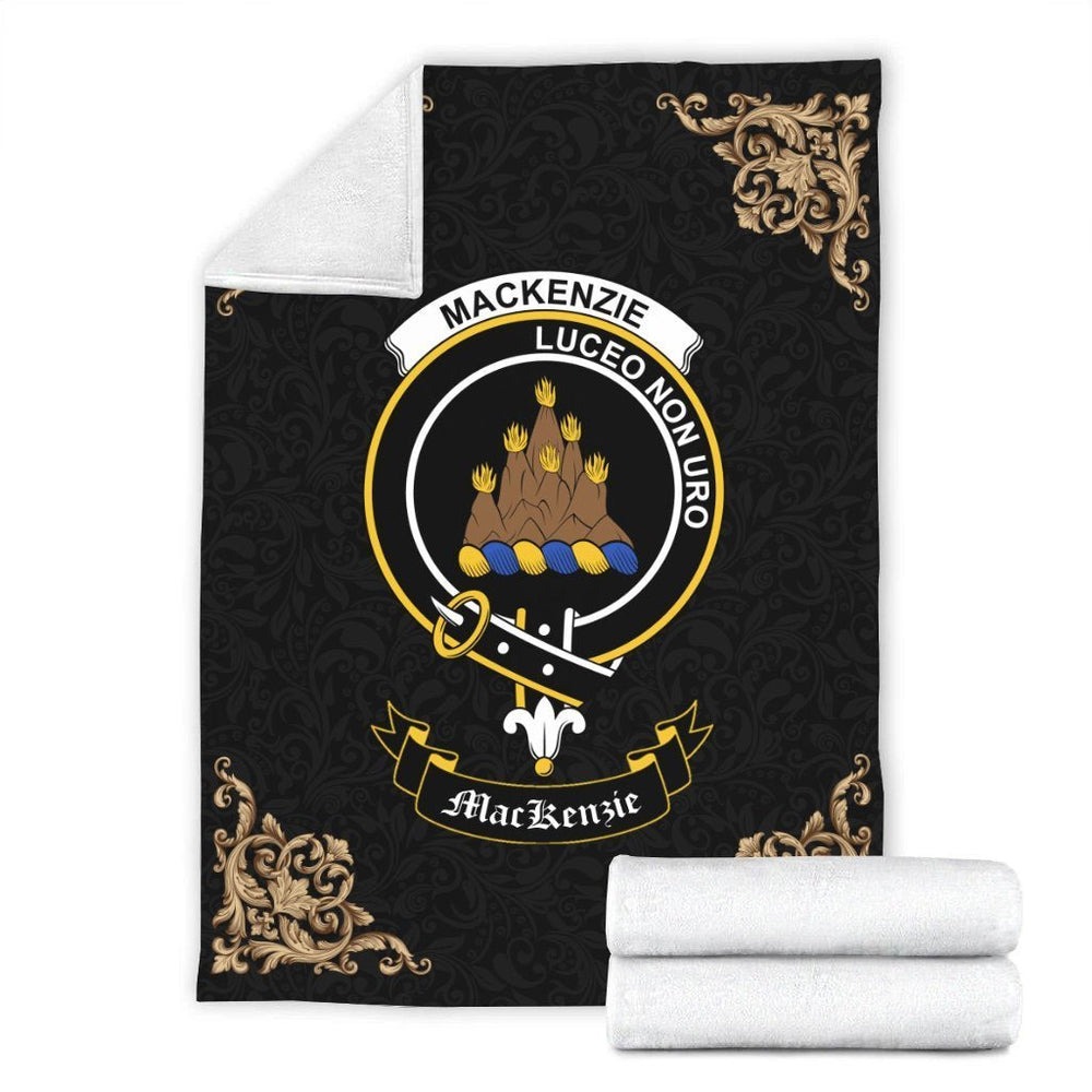 Clan MacKenzie Crest Tartan Premium Blanket Black UU81 Clan MacKenzie Clan MacKenzie   