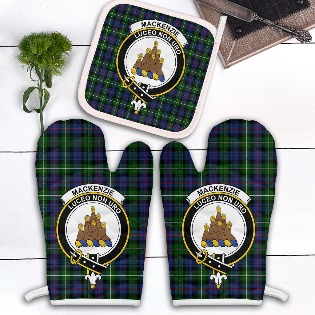 Clan MacKenzie Modern Tartan Crest Oven Mitt And Pot Holder (2 Oven Mitts + 1 Pot Holder) YB43 Clan Borthwick Clan MacKenzie   
