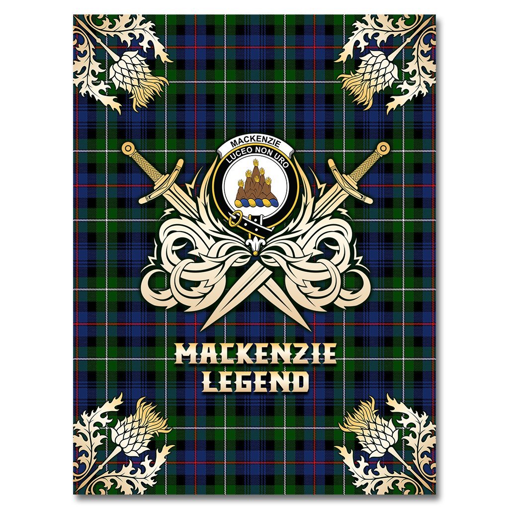 Clan MacKenzie Modern Tartan Gold Courage Symbol Blanket VR92 Clan MacKenzie Clan MacKenzie   