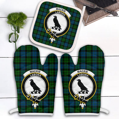 Clan MacKie Tartan Crest Oven Mitt And Pot Holder (2 Oven Mitts + 1 Pot Holder)