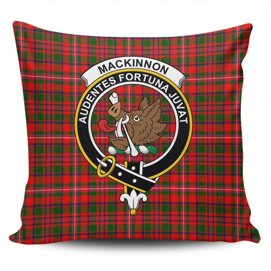 Clan MacKinnon Modern Tartan Crest Pillow Cover