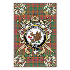 Clan MacKinnon Ancient Tartan Crest Black Garden Flag  - Gold Thistle  UC21 Clan MacKinnon Tartan Today   