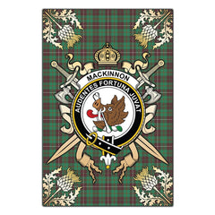 Clan MacKinnon Hunting Ancient Tartan Crest Black Garden Flag  - Gold Thistle  LS71 Clan MacKinnon Tartan Today   