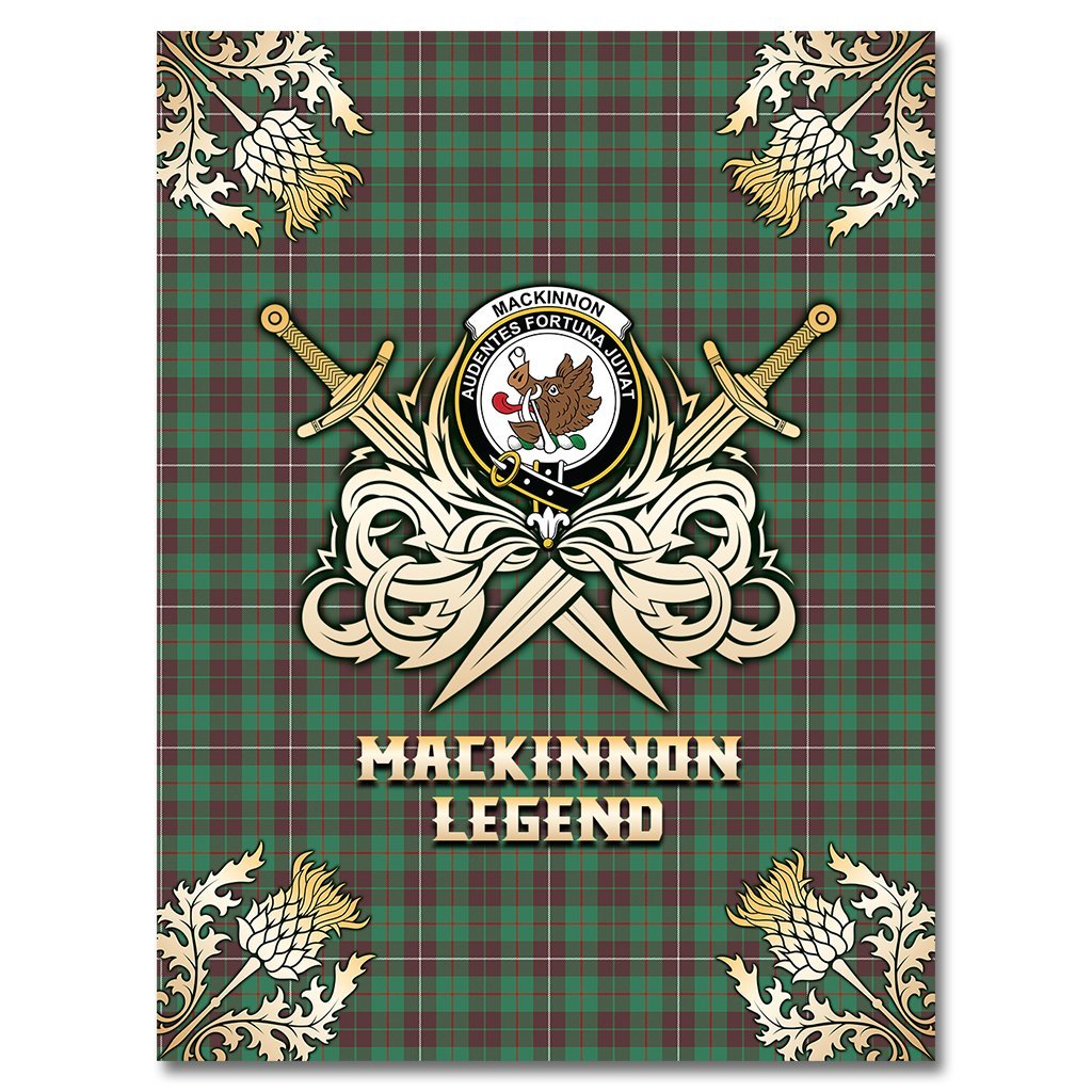 Clan MacKinnon Hunting Ancient Tartan Gold Courage Symbol Blanket CF60 Clan MacKinnon Tartan Today   
