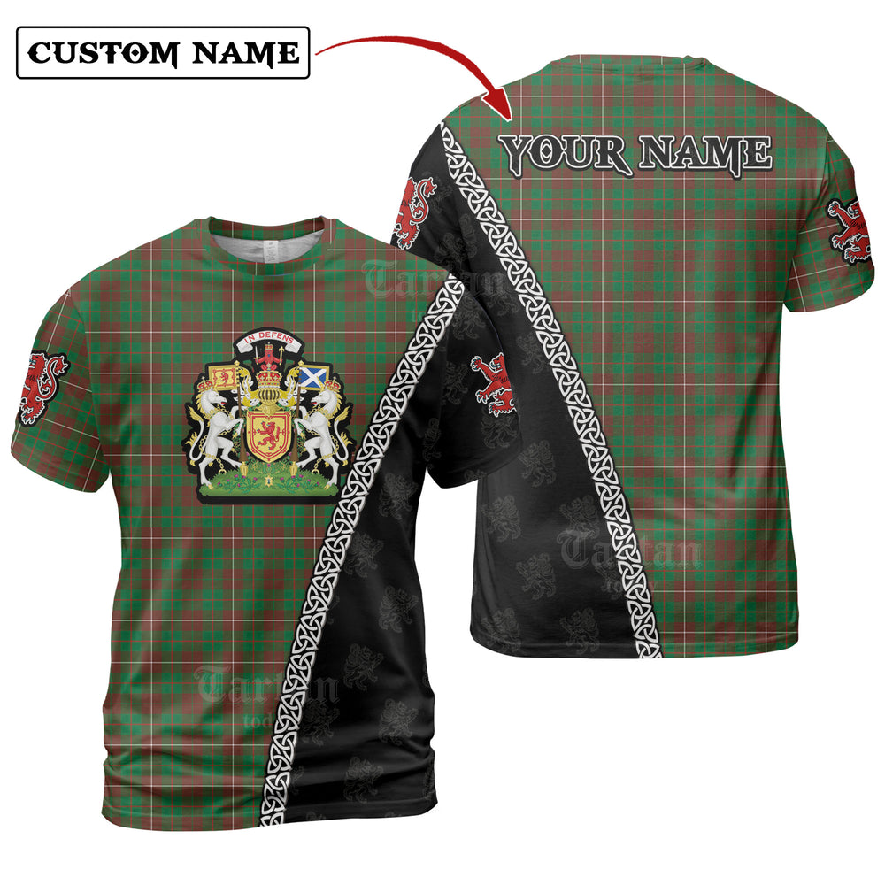MacKinnon Hunting Modern Tartan Shirt with Scotland Coat of Arms & Custom Name OY22