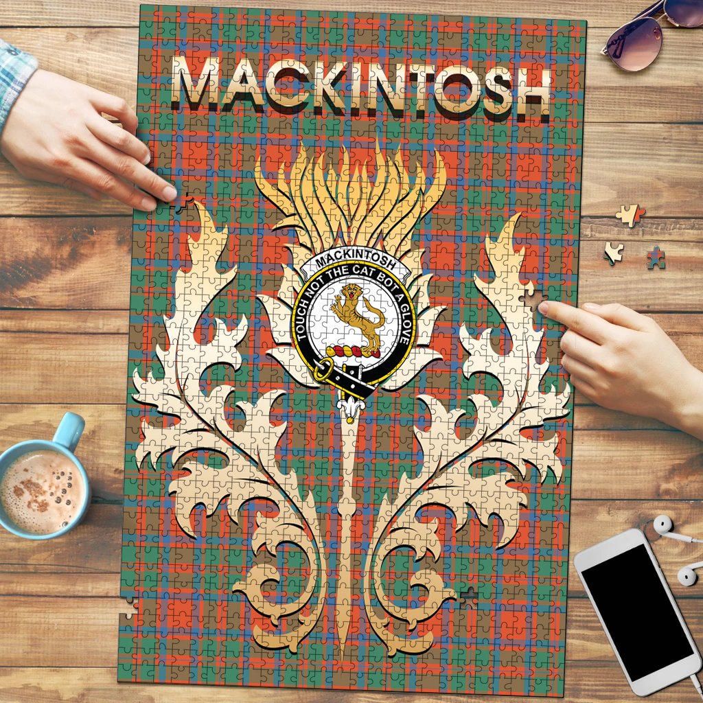 Clan MacKintosh Ancient Tartan Crest Thistle Jigsaw Puzzles Gift For Family FL13 Clan MacKintosh / MacIntosh Tartan Today   