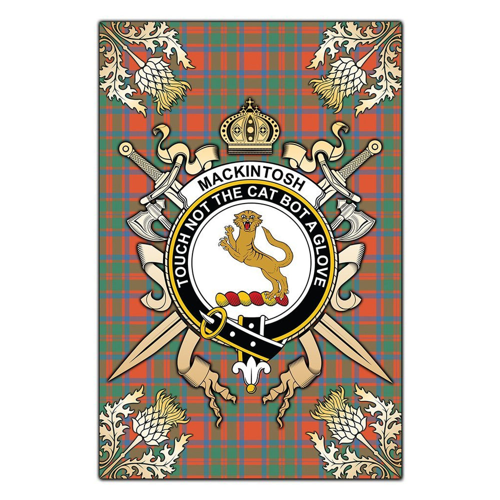 Clan MacKintosh Ancient Tartan Crest Black Garden Flag  - Gold Thistle  BC71 Clan MacKintosh / MacIntosh Tartan Today   