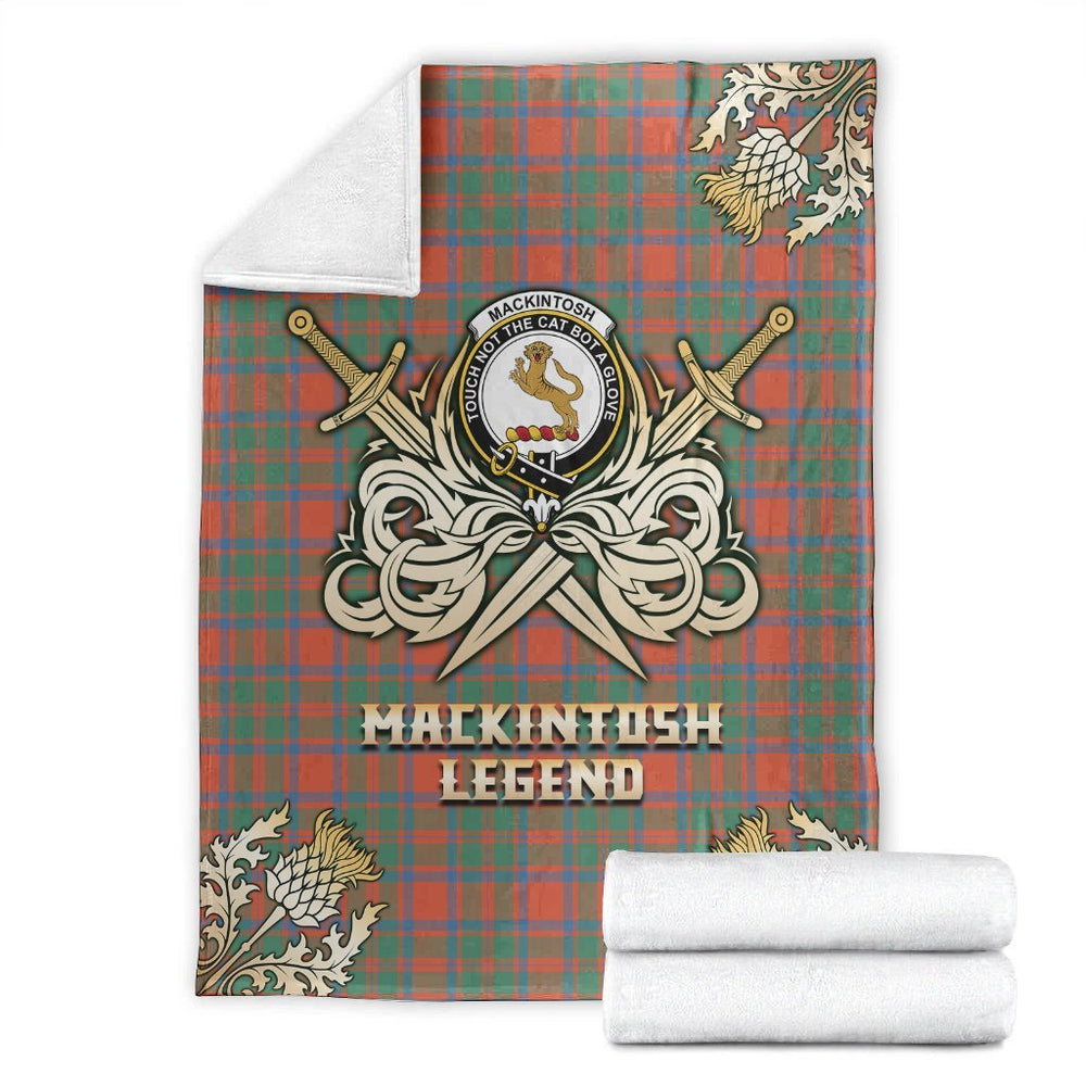 Clan MacKintosh Ancient Tartan Gold Courage Symbol Blanket HR91 Clan MacKintosh / MacIntosh Tartan Today   