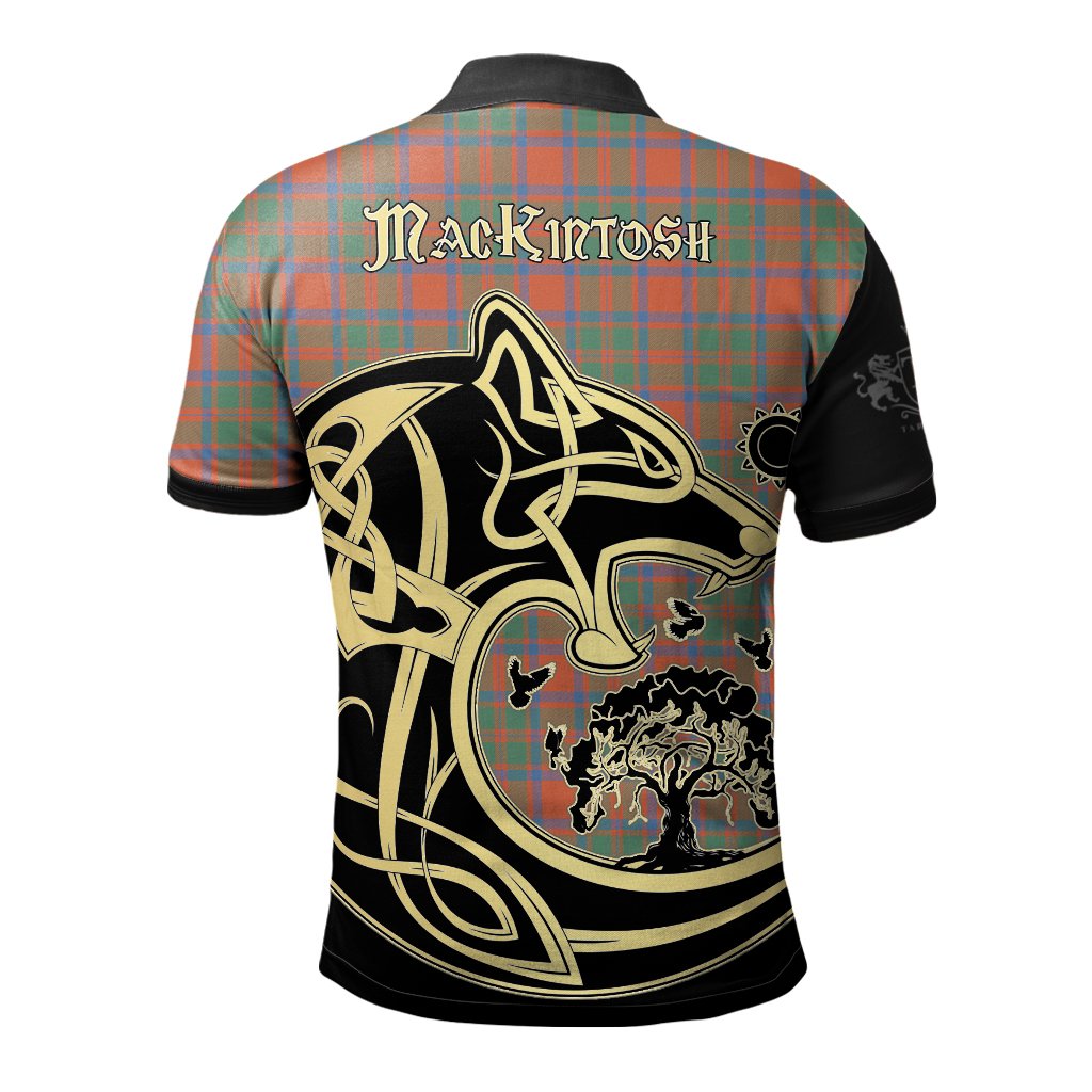 Clan MacKintosh Ancient Tartan Polo Shirt Viking Wolf AJ48 MacKintosh Ancient Tartan Tartan Polo   