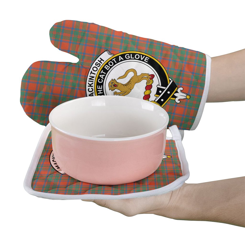 Clan MacKintosh Ancient Tartan Crest Oven Mitt And Pot Holder (2 Oven Mitts + 1 Pot Holder) ZU42 Clan MacKintosh / MacIntosh Tartan Today   