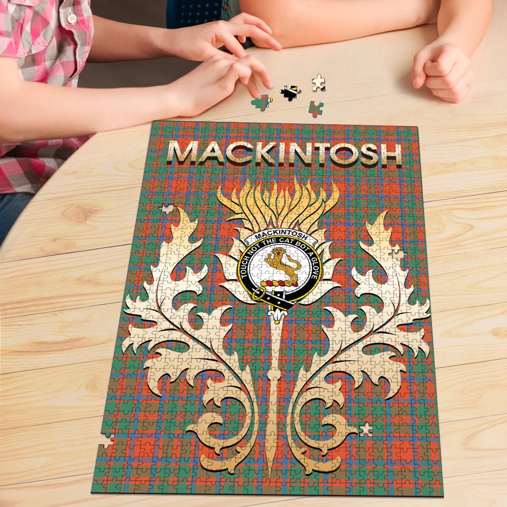 Clan MacKintosh Ancient Tartan Crest Thistle Jigsaw Puzzles Gift For Family FL13 Clan MacKintosh / MacIntosh Tartan Today   