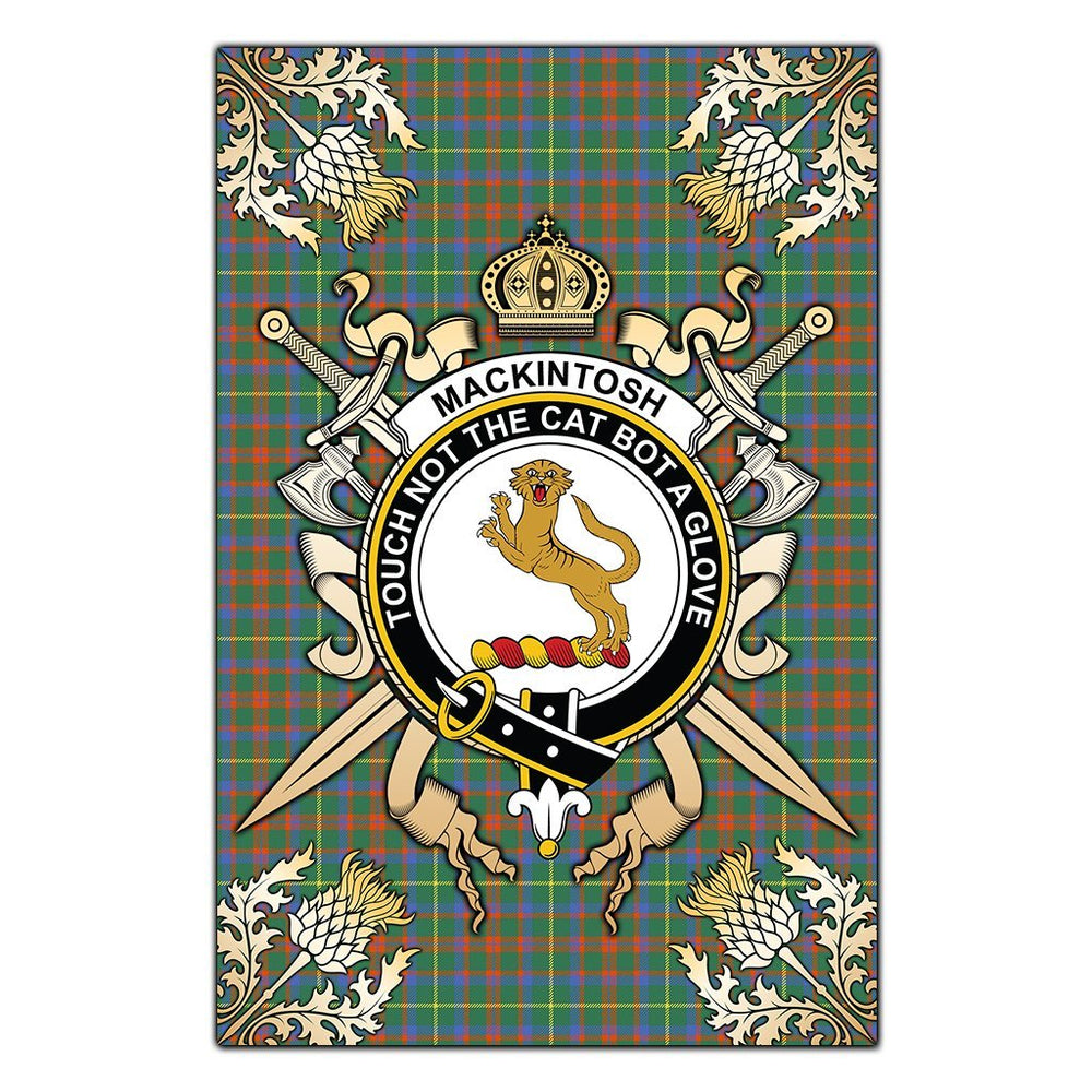 Clan MacKintosh Hunting Ancient Tartan Crest Black Garden Flag  - Gold Thistle  ND63 Clan MacKintosh / MacIntosh Tartan Today   