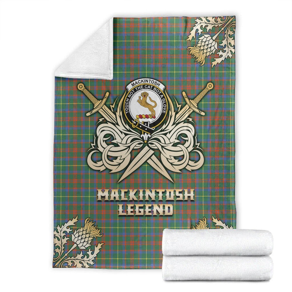 Clan MacKintosh Hunting Ancient Tartan Gold Courage Symbol Blanket NQ62 Clan MacKintosh / MacIntosh Tartan Today   