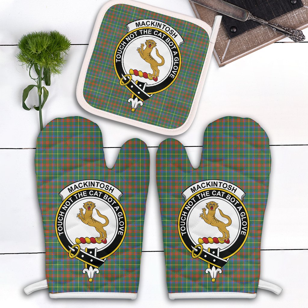 Clan MacKintosh Hunting Ancient Tartan Crest Oven Mitt And Pot Holder (2 Oven Mitts + 1 Pot Holder) PE62 Clan MacKintosh / MacIntosh Tartan Today   