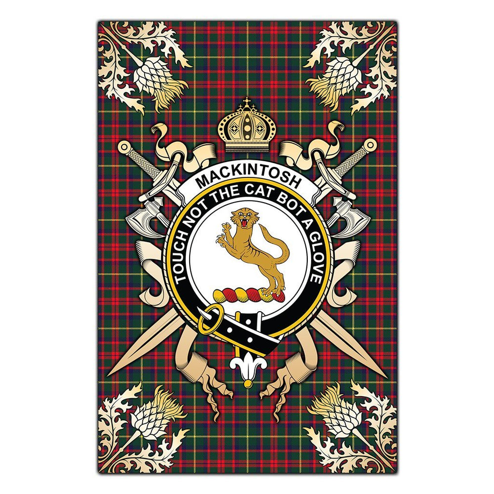Clan MacKintosh Hunting Modern Tartan Crest Black Garden Flag  - Gold Thistle  HS71 Clan MacKintosh / MacIntosh Tartan Today   
