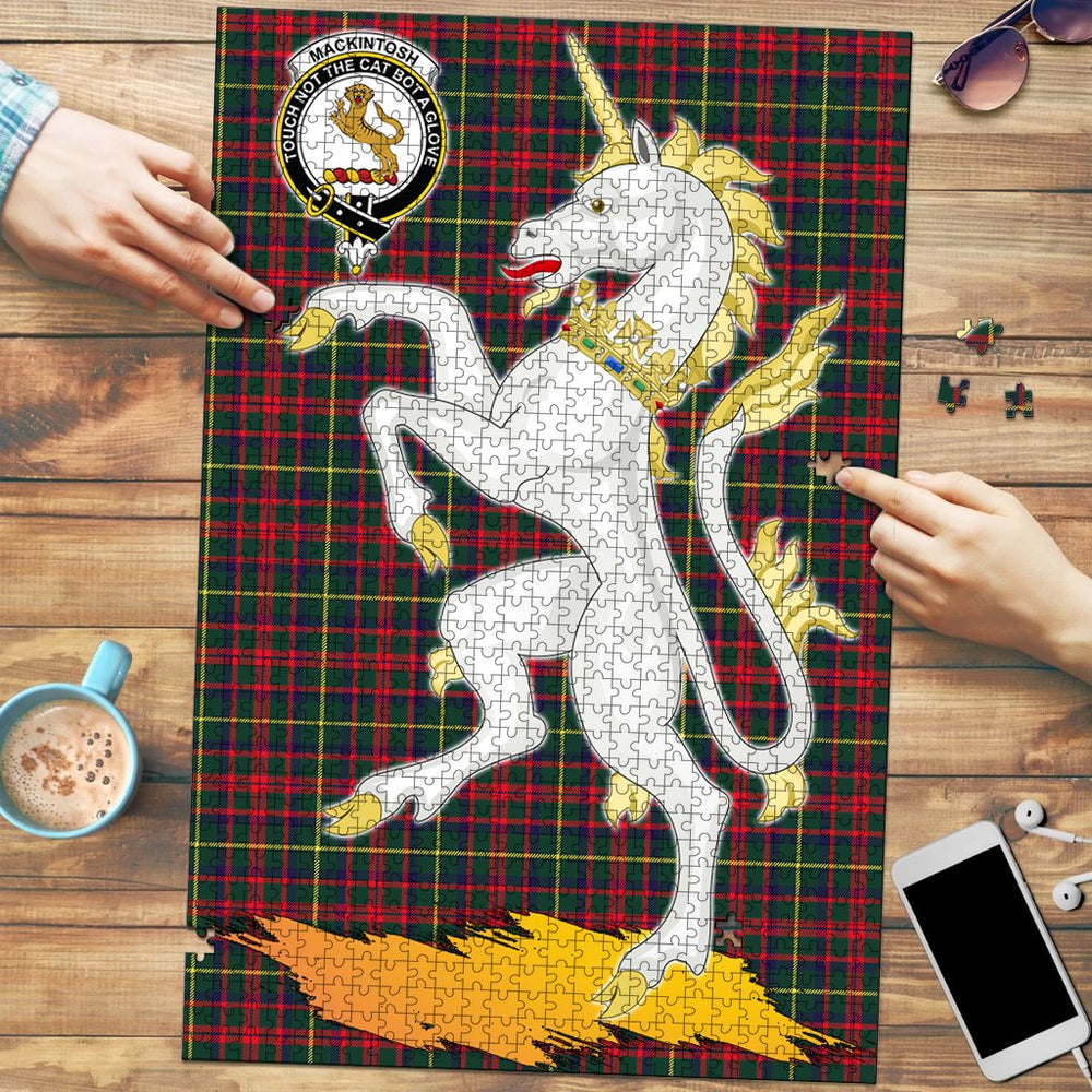 Clan MacKintosh Hunting Modern Tartan Crest Unicorn Scotland Jigsaw Puzzles Gift For Family GM58 Clan MacKintosh / MacIntosh Tartan Today   