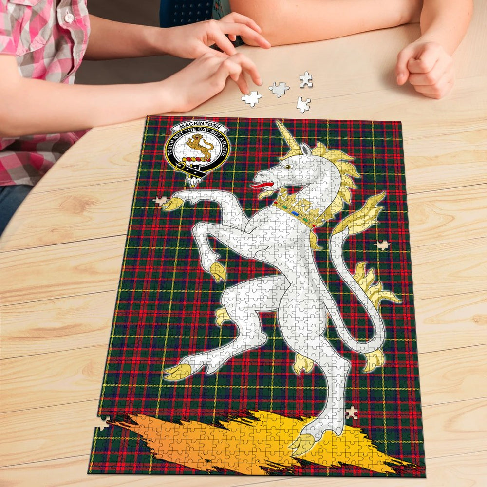 Clan MacKintosh Hunting Modern Tartan Crest Unicorn Scotland Jigsaw Puzzles Gift For Family GM58 Clan MacKintosh / MacIntosh Tartan Today   