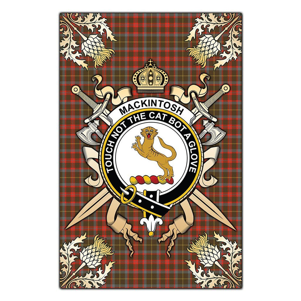 Clan MacKintosh Hunting Weathered Tartan Crest Black Garden Flag  - Gold Thistle  FQ86 Clan MacKintosh / MacIntosh Tartan Today   