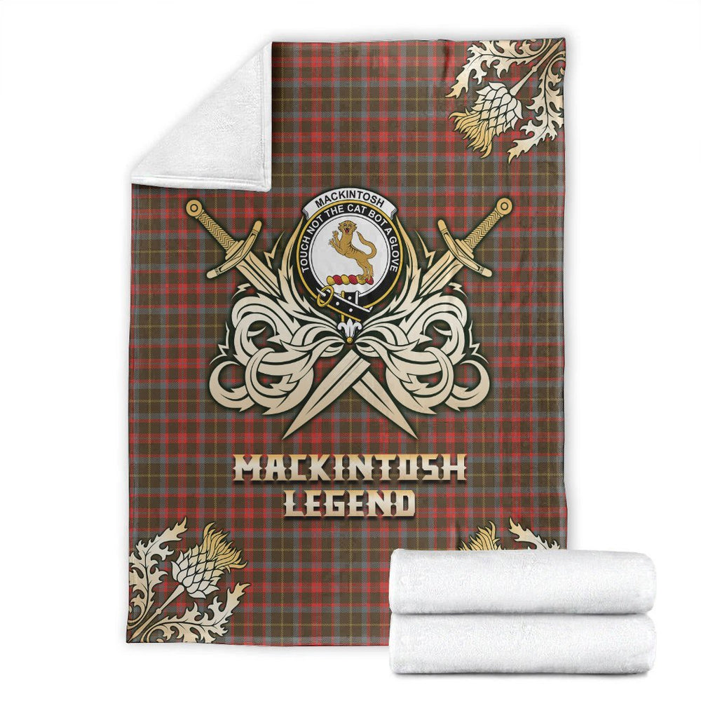 Clan MacKintosh Hunting Weathered Tartan Gold Courage Symbol Blanket AA59 Clan MacKintosh / MacIntosh Tartan Today   