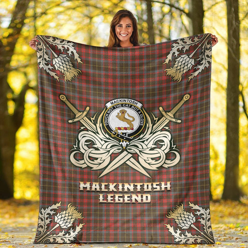 Clan MacKintosh Hunting Weathered Tartan Gold Courage Symbol Blanket AA59 Clan MacKintosh / MacIntosh Tartan Today   