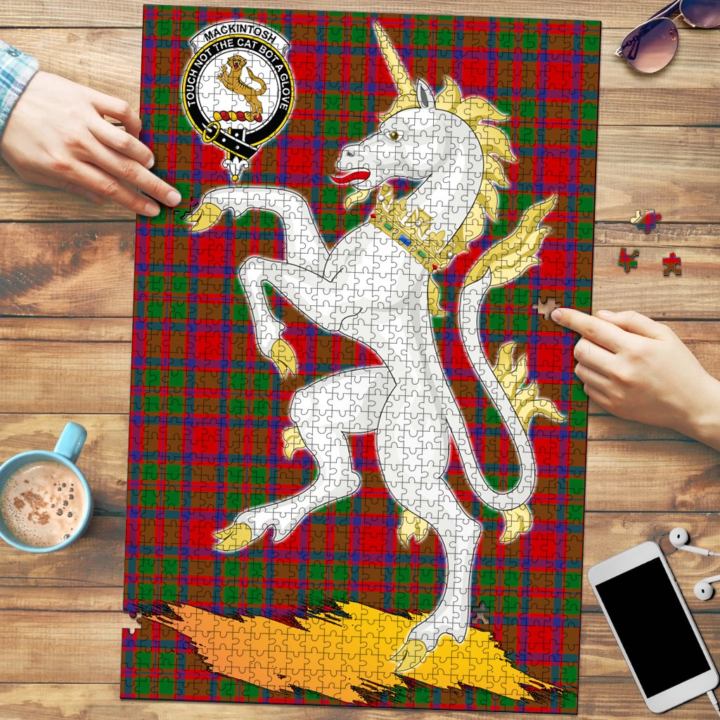 Clan MacKintosh Modern Tartan Crest Unicorn Scotland Jigsaw Puzzles Gift For Family VK76 Clan MacKintosh / MacIntosh Tartan Today   