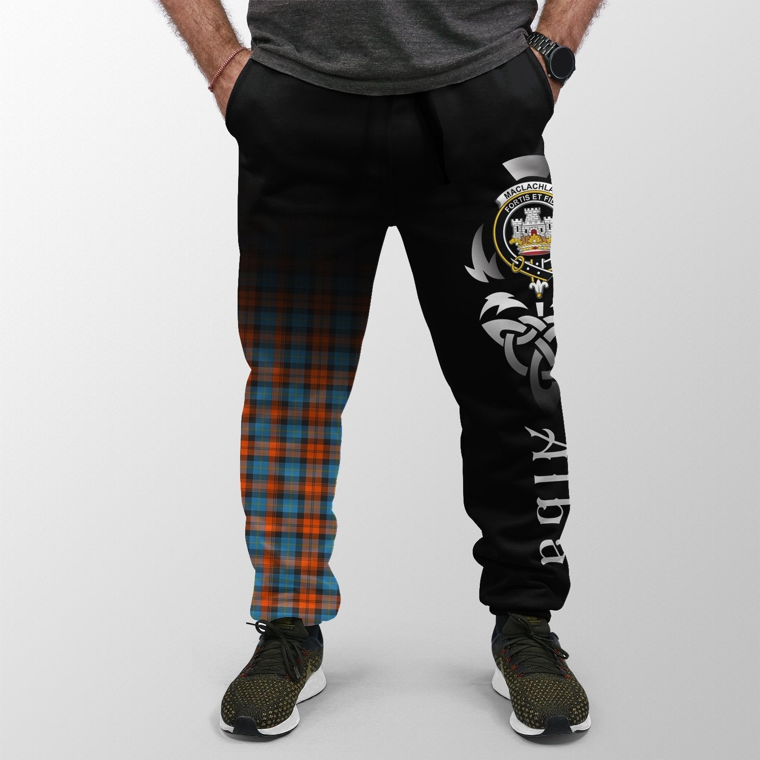 Clan MacLachlan Ancient Tartan Crest Jogger Sweatpants  Alba Celtic Style QP56  Tartan Today   