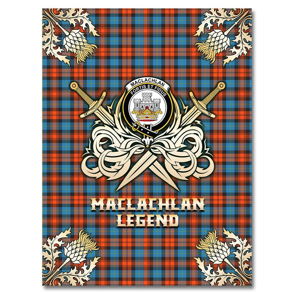 Clan MacLachlan Ancient Tartan Gold Courage Symbol Blanket QW29 Clan Hall Tartan Today   