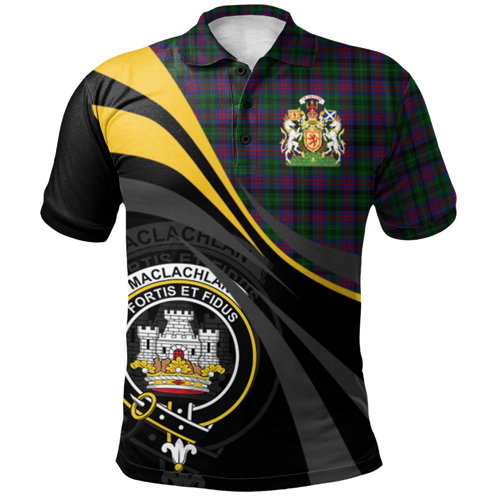 Clan MacLachlan Hunting Tartan Polo Shirt - Royal Coat Of Arms Style HR67 MacLachlan Hunting Tartan Tartan Polo   