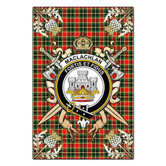 Clan MacLachlan Hunting Modern Tartan Crest Black Garden Flag  - Gold Thistle  HW17 Clan Garden Tartan Today   