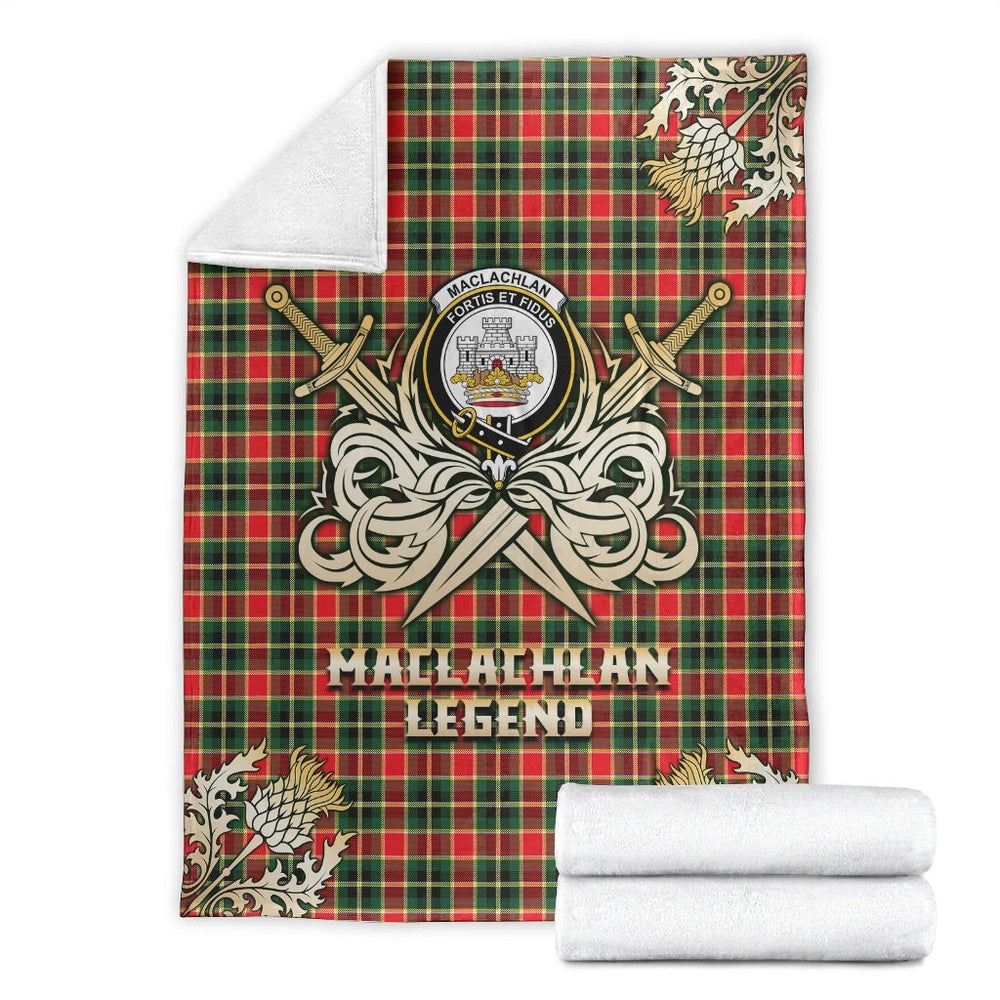 Clan MacLachlan Hunting Modern Tartan Gold Courage Symbol Blanket DN28 Clan Hall Tartan Today   