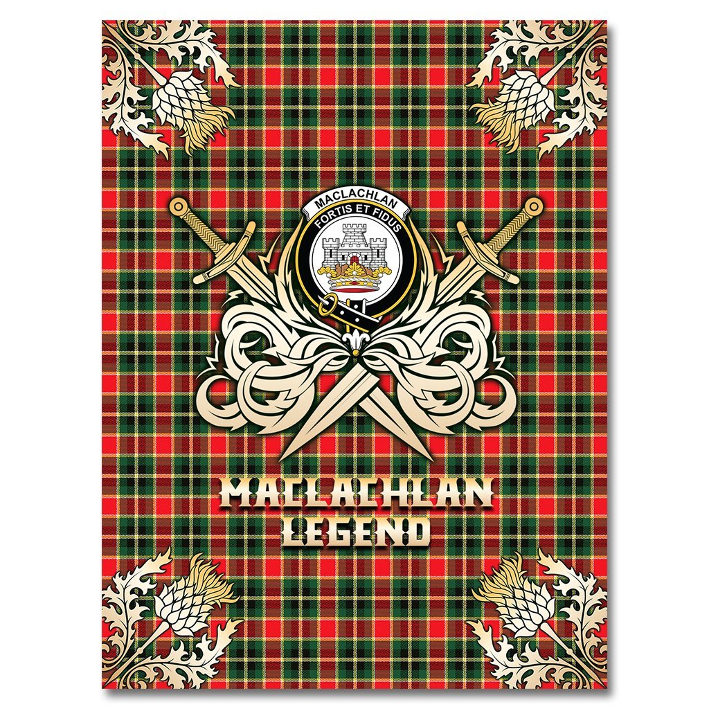 Clan MacLachlan Hunting Modern Tartan Gold Courage Symbol Blanket DN28 Clan Hall Tartan Today   