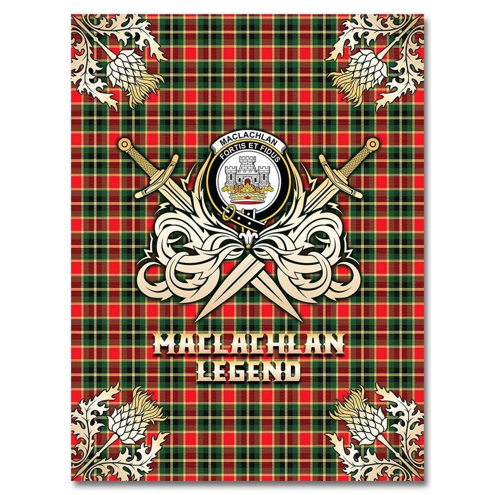 Clan MacLachlan Hunting Modern Tartan Gold Courage Symbol Blanket DN28 Clan Hall Tartan Today   