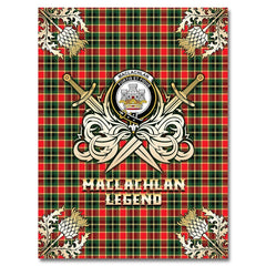 Clan MacLachlan Hunting Modern Tartan Gold Courage Symbol Blanket DN28 Clan Hall Tartan Today   