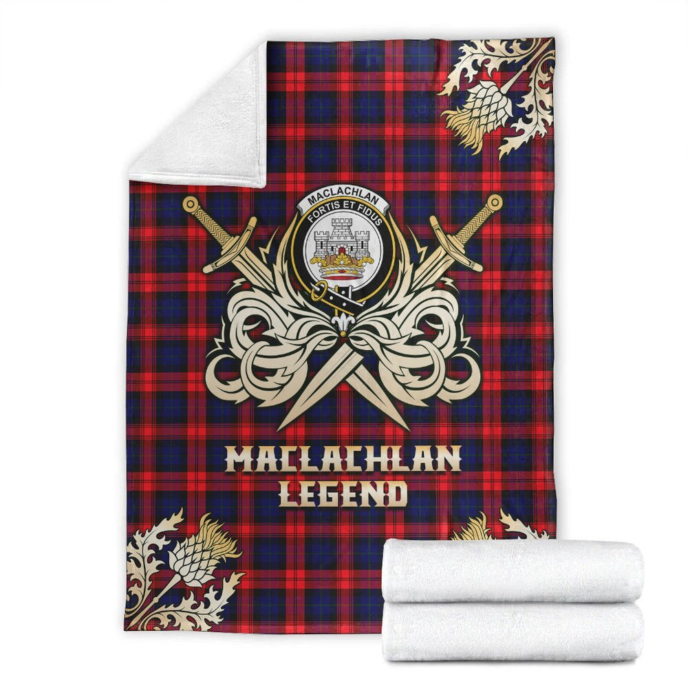 Clan MacLachlan Modern Tartan Gold Courage Symbol Blanket KM41 Clan Hall Tartan Today   