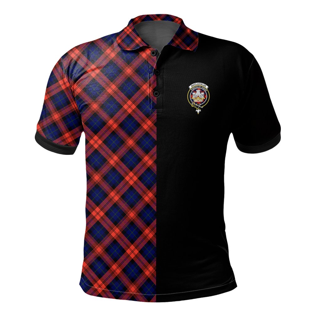Clan MacLachlan Modern Tartan Polo Shirt Half of Me - Cross Style OT28 MacLachlan Modern Tartan Tartan Polo   