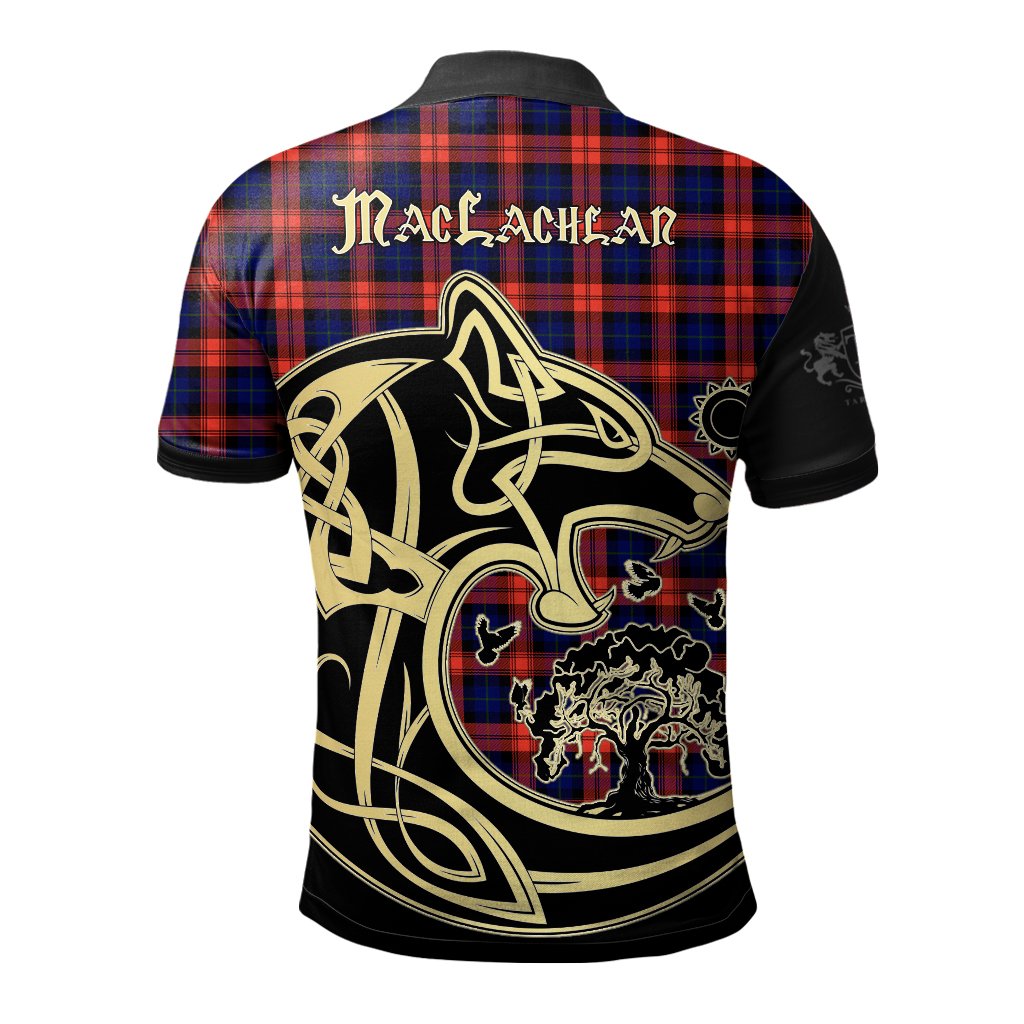 Clan MacLachlan Modern Tartan Polo Shirt Viking Wolf CZ72 MacLachlan Modern Tartan Tartan Polo   